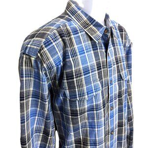 Lucky Brand Mens Long Sleeve Button Shirt Size XL Blue Plaid Cotton Durable